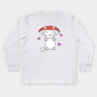 Mushroom cat Kids Long Sleeve T-Shirt